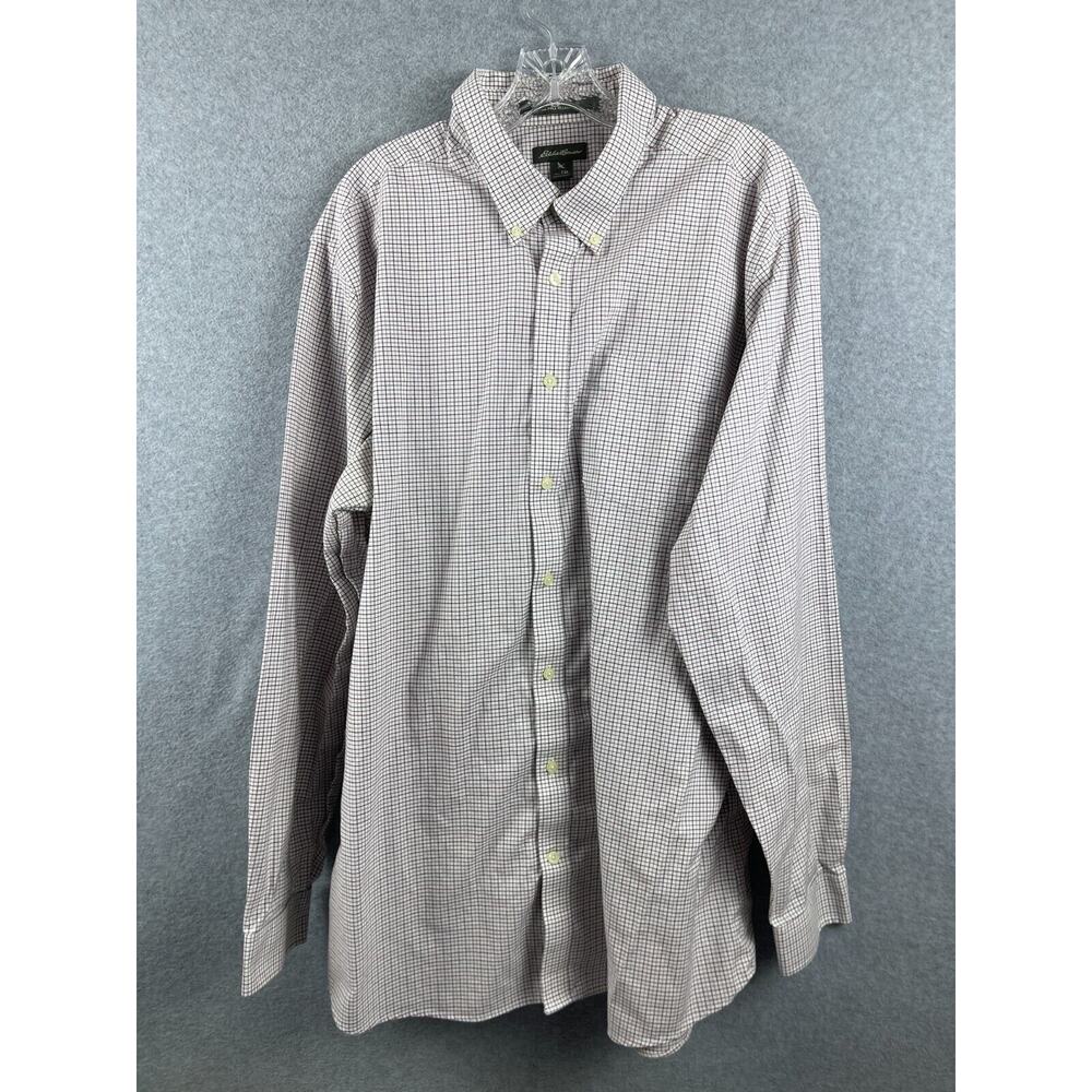 Eddie Bauer Shirt Men's XLT Checks Long Sleeve Button Down Preppy Wrinkle Free - Picture 1 of 9
